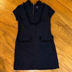 Sail to Sable Textured Navy Fringe Dress